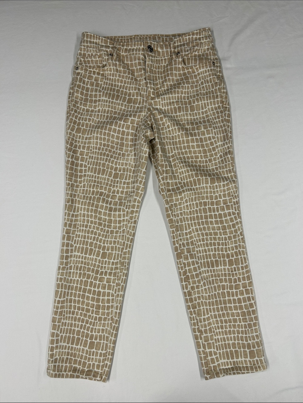 Tommy Bahama Boracay Beach High Rise Ankle Pants Tan Geometric Tile Size 4x28